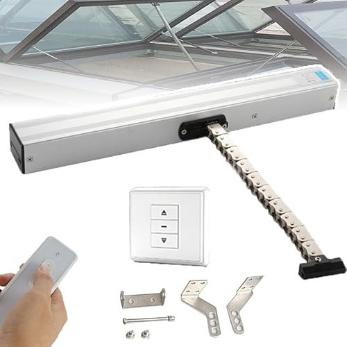 Apriporta Elettrico a Catena (Corsa 300-1000 Mm) Con Telecomando + Interruttore, Apriporta Automatici a Catena, Per Finestre a Battente, Lucernari, Sfiati Sul Tetto,300mm