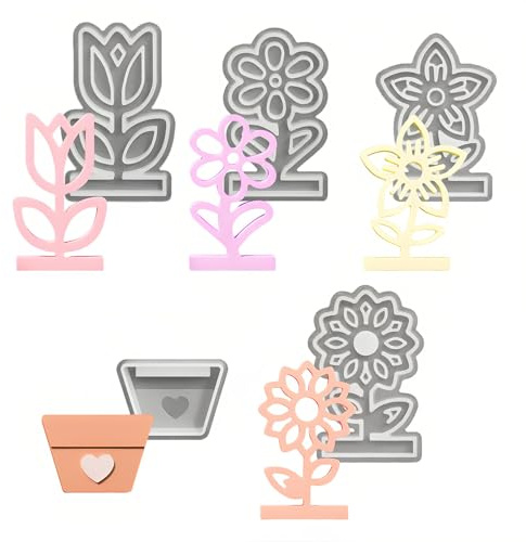 LUMOOM 5 stampi in silicone per fiori in gesso, candele epossidiche, tulipani, girasole, decorazioni fai da te per fiori primaverili