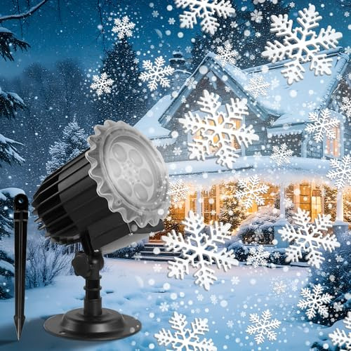 Indrnif LED Schneeflocke Projektor Lichter,Schneeflocke LED Weihnachtslicht Snowflake Projektor IP65 Wasserdicht für Innen und Außenbereich, Garten, Rasen, Haus, Party, Festival, Dekoration