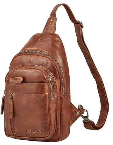 STILORD Montego 2-in-1 Sling Bag Herren Leder Brusttasche Schultertasche | Große Ledertasche Crossover Chest Bag Echtleder Umhängetasche Herrentasche zum Umhängen Farbe:maraska - braun