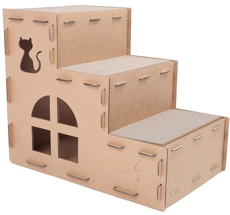 Hztyyier Caja Rascadora para Gatos Grande Corrugada de Cartón con Almohadilla para Rascar para Juegos y Descansos de Gatos en Interiores, Diseño Funcional Resistente, los Tamaños de, para
