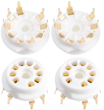 Vaguelly Zoccolo per Valvola 9 Pin in Ceramica e Metallo, 4 Pezzi, Compatto e Sicuro, per Scheda Pcb e Riparazione Audio