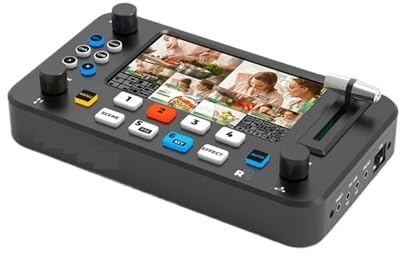 AUBEST Video Switcher, R2 5.5 inch Multi-Cameras 4x -compatible Inputs Mixer Switcher with USB 3.0 Video Capture Live Stream