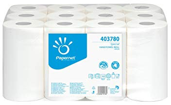 Papernet - Asciugamano di Carta in Rotolo a Estrazione Centrale 403780, 1 Confezione da 12 Rotoli in Pura Cellulosa da 57 m Ciascuno, 2 Veli, 163 Strappi da 24,4x35cm