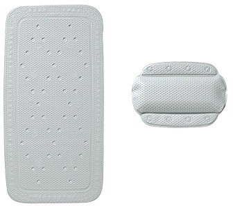 Kleine Wolke Wanneneinlagen-Set 2-teilig Calypso, 36 x 72 cm + 32 x22 cm, platin, Anthrazit