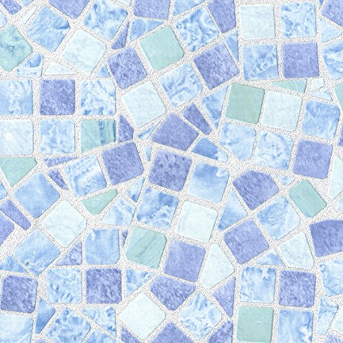 Klebefolie Mosaik-Optik Blau, Mosaik Fliesen-Optik, Dekofolie, Möbelfolie, Tapeten, selbstklebende Folie, PVC, ohne Phthalate, blau, 45 x 150 cm, Stärke 0,095mm, Venilia 53234