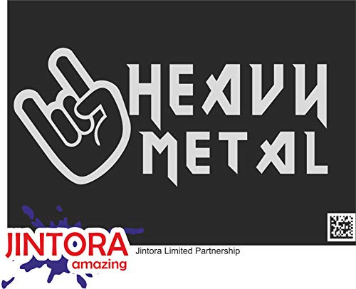 JINTORA - Autoaufkleber Tuning - Auto Aufkleber - Heavy Metal - 210x99 mm - Auto Sticker Bus Fenster Heckscheibe Camper wetterfest Outdoor Sticker Auto Deko LKW Tuning Selbstklebend - Silber