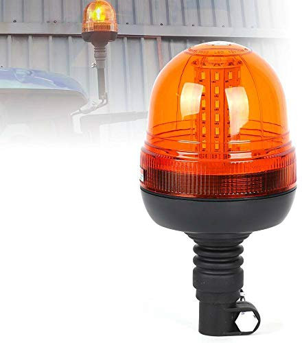 Baliza ámbar intermitente, SUNWAN 60LED Coche Giratorio DIN flexible, Luz de advertencia de 12V / 24V para camión tractor SUV Barco