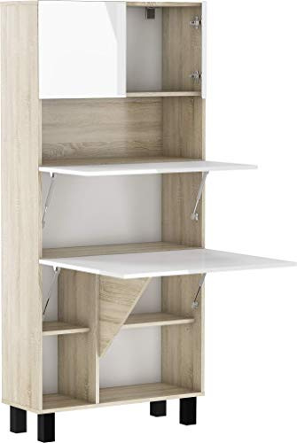 BIM Furniture Klappbare Schreibtischregale HOMI-Regale Haushaltsbüro Wandtisch Computertisch Laptop-Tisch Klapptisch (Sonoma Eiche/weiß Glanz)