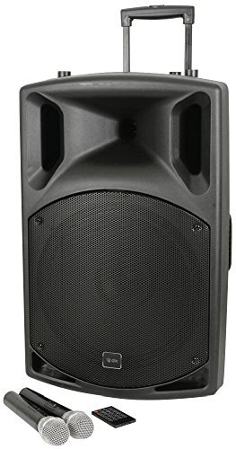 Tragbarer 30,5 cm Pa mit 2 x Mikrofonen, Steckertyp UK, Produktpalette QTX QX+ Aktivlautsprecher-Serie, Farbe schwarz, Außentiefe 345 mm, Außenlänge/Höhe 565 mm, Außenbreite 325 mm,