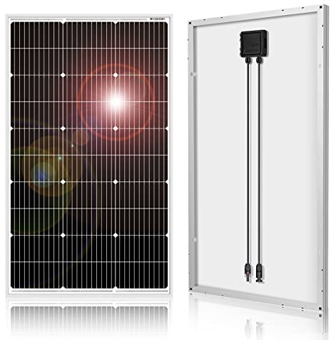DOKIO Panel Solar 100W 12V Monocristalino Alta Eficiencia Robusto | Ideal para Autocaravana, Vivienda de Jardín, Barco, Casa, Camping