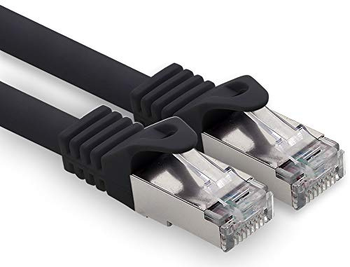 Cable de red Cat. 7, cable de conexión Ethernet, cable de red CAT.7, S-FTP, PIMF, LSZH, compatible con CAT5e, CAT5, CAT6, CAT8, 10 Gb Negro - 1 pieza 2,0m