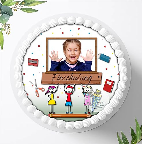 Tortenaufleger für die Fototorte zum Schulanfang mit Ihrem Foto, Tortenbild Fondant Ø 20cm / 0075c
