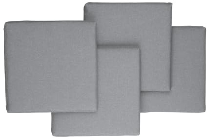 chilly pilley Stuhlkissen Gartenkissen Gartenstühle Stuhlauflage Stuhlpolster Sitzkissen Abnembar Bezug Mit Reißverschluss Auflage Set Garten Kissen (4X 50x50x5, Silber)