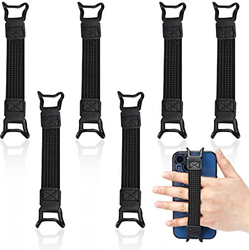 Qoyapow 6 Pack Mobile Phone Security Hand Strap Holder for 5.2-7.5 Inch Smartphones Universal Drop Prevention Elastic Bundle Grip Belt for Kindle Phone 13/12/11/Xr/Xs Max and Other Smartphones
