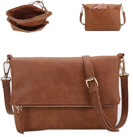 Gladdon Umhängetasche damen,Schultertasche mit Reißverschluss, Crossbody Tasche, Leder Handtasche Klein, Daypack…