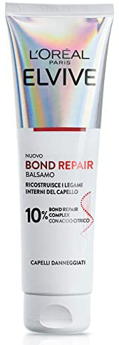 L'Oréal Paris Elvive Bond Repair Balsamo, Rafforzante, Per Capelli Danneggiati, Ricrea i Legami Interni del Capello, Con Acido Citrico, 150 ml