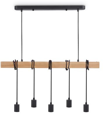 Paco Home Pendelleuchte Pendellampe Hängelleuchte Wohnzimmer Esszimmer im Vintage Look Retro Hängelampe E27 Fassung, Farbe:Schwarz, Leuchtentyp___Technologie:Pendelleuchte 5xE27