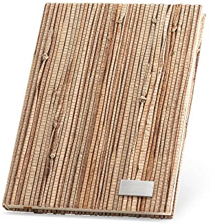 noTrash2003 Nachhaltiges Notizbuch Journal DIN A5 mit Hardcover aus Naturstroh 192 linierte Seiten in Kraftpapier Verpackung umweltfreundlich