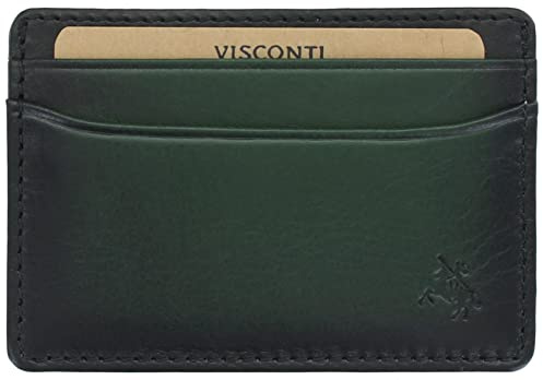 VISCONTI Atelier Collection Evan kreditkortshållare i läder RFID-blockering AT54, Svart och mörkgrön, One Size, Modern