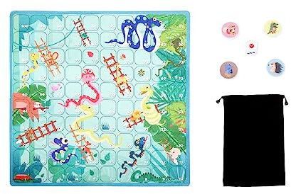 Andux Folding Chess Set Cloth Art Board Game Portable Board Kits Present for Kids BYYXQ-01 (Snakes and Ladders)