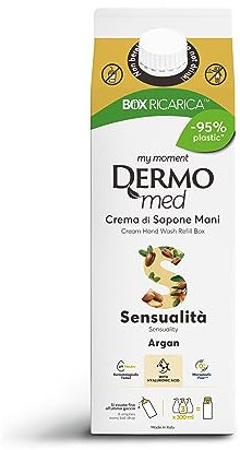 Dermomed, Eco-ricarica Crema di Sapone Mani Liquido Sensualità, Rende la tua Pelle Liscia e Seducente, con Acido Ialuronico, Ripara e Idrata la Pelle, Dermatologicamente Testato, 900ml