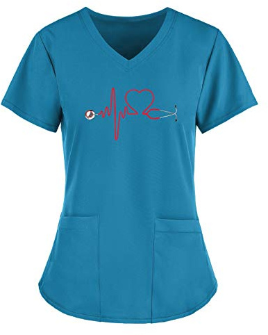 Schlupfkasack Damen Pflege, Kittel Altenpflege Mit Taschen Arbeitskleidung Uniformen Pflege Sommertops Bunt Kurz Bluse Kleidung Tunika Shirt Arbeitsuniform