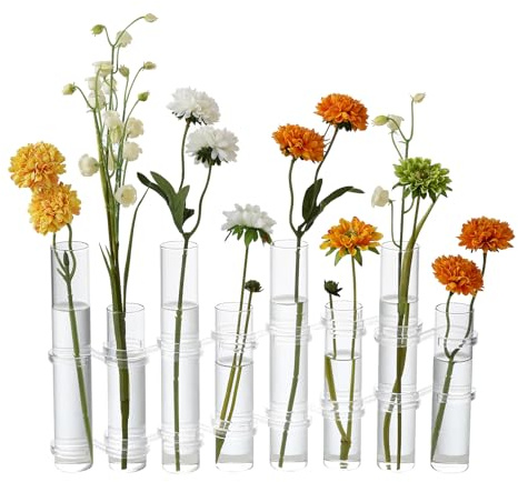 Dinyeo Hinged Flower Vase Different Heights Clear Cylinder Tiny Glass Foldable Vase Test Tube Propagation Station