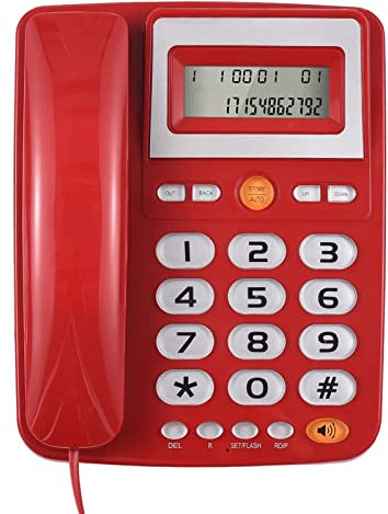 Desktop-Telefone, kabelgebundenes Festnetztelefon mit großer Taste, schnurgebundenes Telefon für ältere Menschen, Telefon mit LCD-Display, Blitz/Wahlwiederholung/Freisprechfunktionen, zwei Anschlüsse