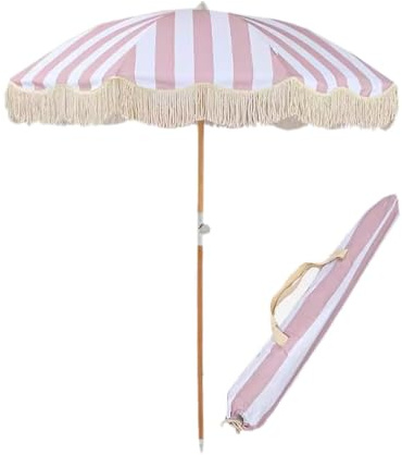 Strandschirm mit Fransen Balkonschirm Schirm ,Boho Sonnenschirm Mit Fransen ,Fransen Strand Sonnenschirm, Gartenschirm mit Fransen,UV-Schutz50+,Mit Tasche Tischschirm ( Color : A , Size : 200*240cm/6.