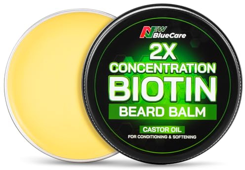 Beard Balm-2X Concentration Biotin -Styles, Growth, Strengthens & Softens Beards and Mustaches - Natural Beard Conditioner Wax with Organic Shea Butter, Argan & Jojoba Oils