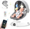 Electric Baby Bouncer Chair with Food Plate,Automatic Baby Swing Chair from Birth with Remote Control,Baby Rocker with 5 Swing Angles & 3 Timer Options Adjustment,Baby Rocking Chair with Mosquito Net