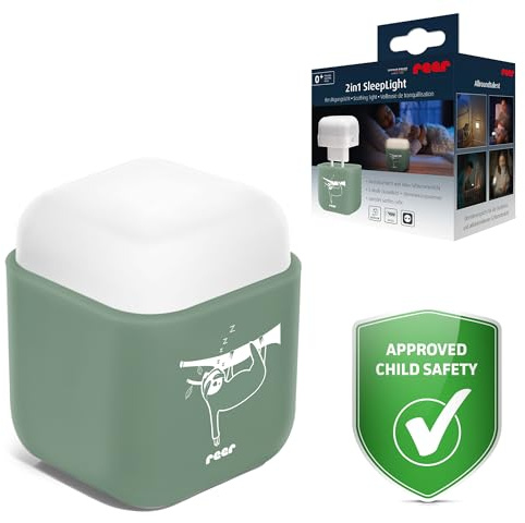reer SleepLight 2in1 | Nachtlicht für die Steckdose und mit Akkubetrieb| On-Off- und Sensor-Modus | Stimmungslicht für Kinder | Eukalyptus