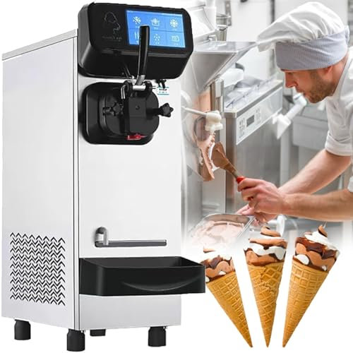 YANGYMM Commercial Ice Cream Machine, Single Head with Touch Screen, 1600W, 21L/h Table Top Ice Cream Machine, Electric Flavor Yogurt Machine for Restaurant Snack Bar