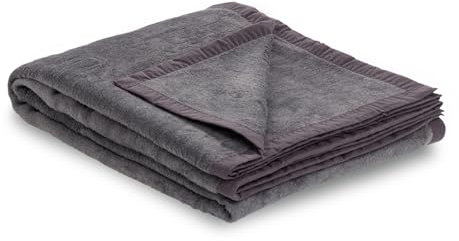 Como Kuscheldecke Anthrazit Moderne Sofadecke, fein gestrickte Wohndecke, 60% Baumwolle 40% Polyacryl, 420 GSM, gesäumte Einfassung 150 x 200 cm