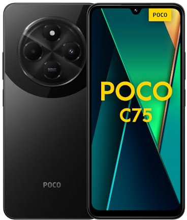 Xiaomi POCO C75 4G - Smartphone 6+128 GB, 2,0 GHz, display immersivo da 6,9 pollici, batteria massiccia da 5160 mAh, doppia fotocamera trasparente da 50 MP AI, potente processore octa-core (versione