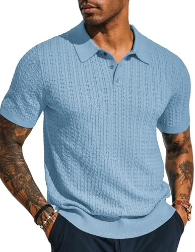 PJ PAUL JONES Polo de punto para hombre, de manga corta, con hueco, con textura