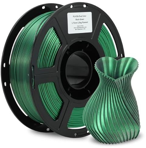 FLASHFORGE Seide Zweifarbiges Filament, Schwarz Grün 2 in 1 Coextrusion 1.75mm, 3D Drucker Filament 1kg(2.2lbs) Spule - Maßgenauigkeit +/- 0.02mm, Seide PLA Farbwechsel
