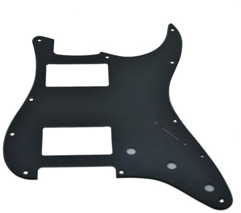 Dopro 11-håls ST stil dubbel Humbucker HH pickguard för amerikanska Strat-gitarrer med dubbla humbucking pickups fyrkantiga hörn hål matt svart