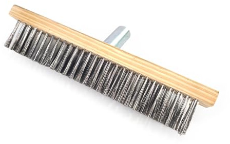 Cepillo de alambre de acero resistente para fregar manchas en hormigón, cubierta al aire libre, garaje, piscina, lechada, patios, cepillo de limpieza de hormigón