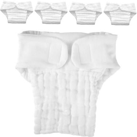 Toddmomy Waschbare Babyschwimmwindeln aus Baumwolle 5 Stück Wiederverwendbare Windeln für Neugeborene Atmungsaktiv und Formstabil für Zuhause oder Reisen Größe L Weiß