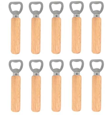 10 PCS Abridores de Botellas de Madera Personalizables, Abrebotellas de Madera con Mango Ergonómico, Abridores Personalizados para Cerveza, Vino y Refrescos, como Regalo Original para Hogar, Bar