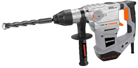 Daewo0 Martillo Rotativo DARH32B – 1.500 W, Ø Mandril 32 mm, Impacto 5,2 J, Velocidad 850RPM, Kit con Brocas y Cinceles 700127