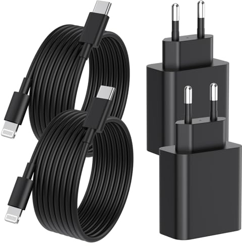 [Apple MFi Certifié] Chargeur Rapide iPhone 14 13 12 11 Pro Max | 4-Pack Chargeur Mural USB C PD 20W avec Câble de Charge Rapide USB C vers Lightning de 2M avec iPhone 14 13 12 11 XS XR X 8 7