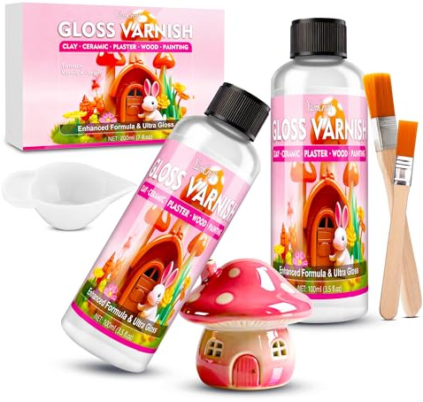 200ml Barniz para Arcilla Secado al Aire | Barniz Glaze Impermeable Resistente a Rayones, Barniz de Arcilla Seca al Aire - Compatible con Pintura Acrílica, Alfarería, Cerámica, Madera y Yeso