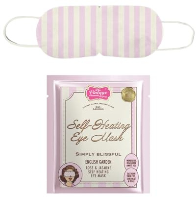 The Vintage Co. Warming Eye Mask 5-Pack Individually Wrapped Self-Heating Eye Masks, Single-Use, Reduces Puffiness & Fatigue (Striped - Rose & Jasmine)