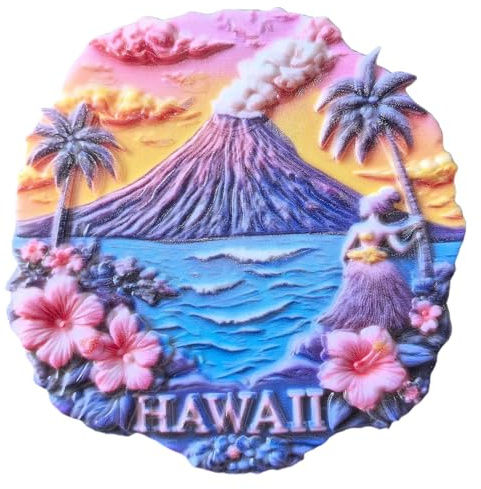 Hawaii USA 3D-Kühlschrankmagnet, Souvenir, Geschenk, Kunstharz, handgefertigt, Hawaii-Kühlschrankmagnet, Dekoration für Zuhause und Küche