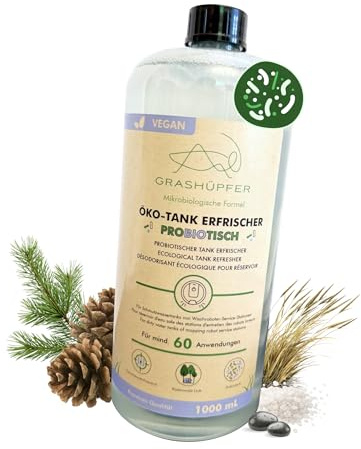 GRASHÜPFER® Öko Tankerfrischer für Wischroboter-Schmutzwassertanks [PROBIOTISCH] – Eliminiert muffige Gerüche im Schmutzwassertank biologisch [KÜSTENWALD-DUFT] - 1000 ml