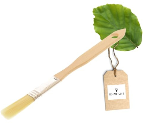 HOFMEISTER® Backpinsel Holz flach 18 cm – Haushaltspinsel aus Buchenholz mit Naturborsten, zum Bestreichen von Teig, Gebäck und Fleisch (1 Stück)