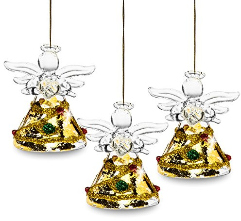 SIKORA BS344 Engel Christbaumschmuck Glas Figur Weihnachtsbaum Anhänger 3er Set
